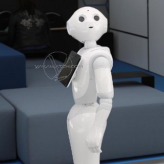 Sur le stand BMW, le robot Pepper, de SoftBank Robotics